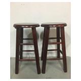 Pair of 24" Merlot colored wooden bar stools