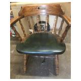 Vintage solid wood captains chair with leather