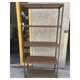 Metal and wood shelving unit
