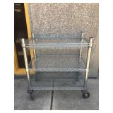 Rolling three tier metal cart with lockable