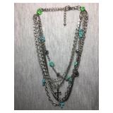 Multi strand Turquoise and silver rhinestone