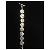 Sterling Silver and enamel button bracelet