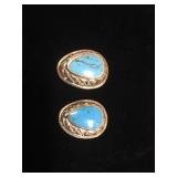 Taxco Turquoise year drop clip on earrings