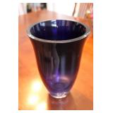 Dark Blue Art Glass Vase