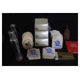 Vintage Coasters, Matches, Flashlights