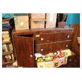 Wood Cabinet & Contents