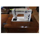 White Deluxe Sewing Machine  & Cabinet