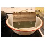 Enamel Wash Pan, Old Metal Lunch Box