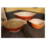 Vintage Pyrex Wheat 3pc Set Bowls