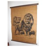 Burlap Lion Tapestry