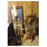 Baskets, Mirror, Candle Holder