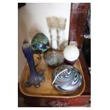 Art Glass Oil Lamps & Candle Holders