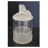 6 3/4" Frosted Lion Covered Jar