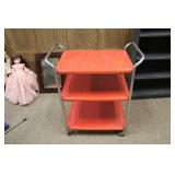 Vintage Red Metal Kitchen Cart