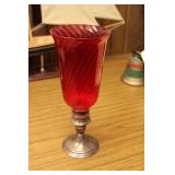 Sterling & Ruby Glass Candle Holder