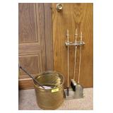 Brass Fireplace Tools, Wastebasket