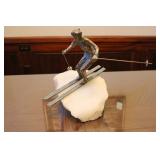 C. Jere Bronze & Onyx Skier Sculpture