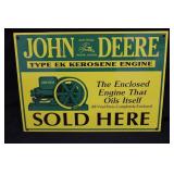 Porcelain John Deere Type EK Gas Engine Sign