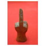 4 1/4" Wood Carved Middle Finger