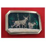 1976 Brass & Enamel Deer Belt Buckle