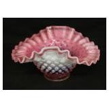Cranberry Hobnail Fluted Dish