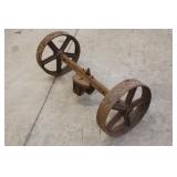 Cart Axle w/ Cast Iron Wheels