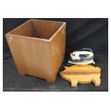 Mahogony Waste Basket, Pig Cutting Board