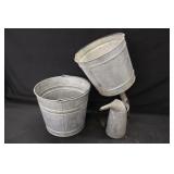 Galvanized Buckets, Oil Can,  Funnel