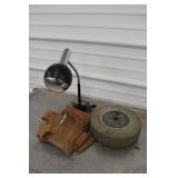 Desk Lamp, Tool Belt, & Tire