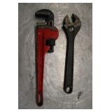 Adjustable Wrench & 14" Pipe Wrench