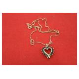 Sterling Silver Heart Necklace w/Sapphires