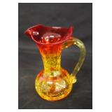 5" Orange Cracker Glass Creamer