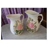9"Pair of Floral Pitchers