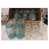 Vintage  Quart Blue Mason Jars, Pints