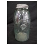 Vintage Mason2 Qt  November 30,1858 Blue Glass Jar