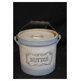 Blue Glazed Butter Crock