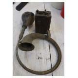 Vintage Brass Car Horn & Ford Battery