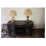Pressed Wood TV Stand & Lamps