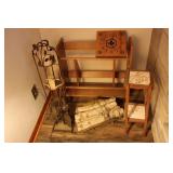 Book Case, Stands, Fireplace Tools