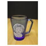Vintage Shirley Temple Cobalt Glass Mug