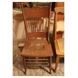 Oak Cane Bottom, Pressed Back Chair