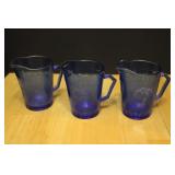 Vintage Shirley Temple Cobalt Glass Creamers