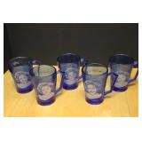 Vintage Shirley Temple Cobalt Glass Mugs