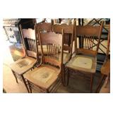 Oak Pressed Back w Caned Bottom Chairs