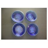Vintage Shirley Temple Cobalt Glass Soup Bowls