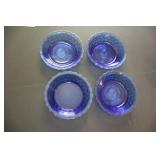 Vintage Shirley Temple Cobalt Glass Soup Bowls