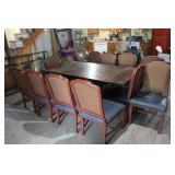 Oak Dining Table & 11 Chairs