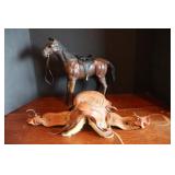 Leather Horse & Decorative Saddle