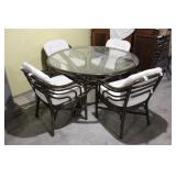 Bamboo MCM Glass Top Dining Table & Chairs