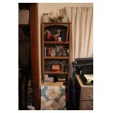 Wood Bookshelf & contents